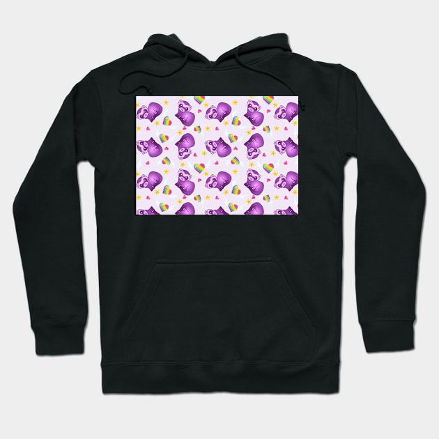 Purple Ferrets and Rainbow Hearts Hoodie by CeeGunn